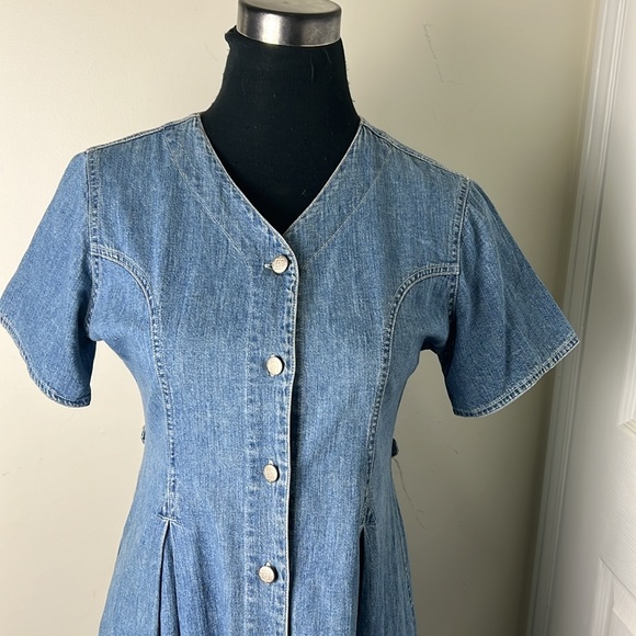 Vintage Denim Button Down Jeans Dress Size Small - Picture 6 of 16